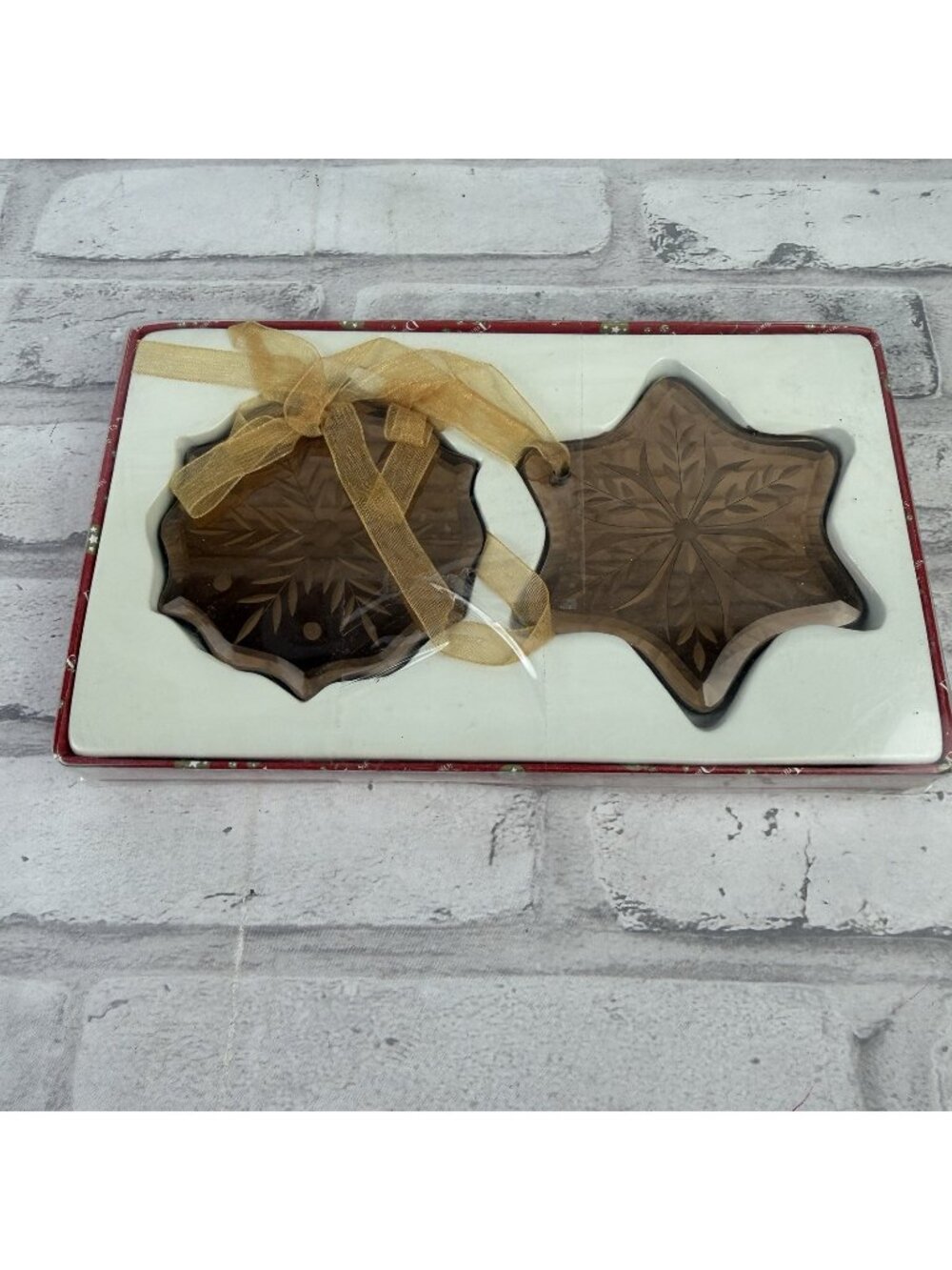Dillard’s Trimmings Glass Snowflake Christmas Ornaments Gold Set of 2